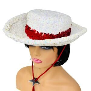 Vintage Floyette Originals Dallas Sequin Hat Dance Drill Team Small Cowboy Style